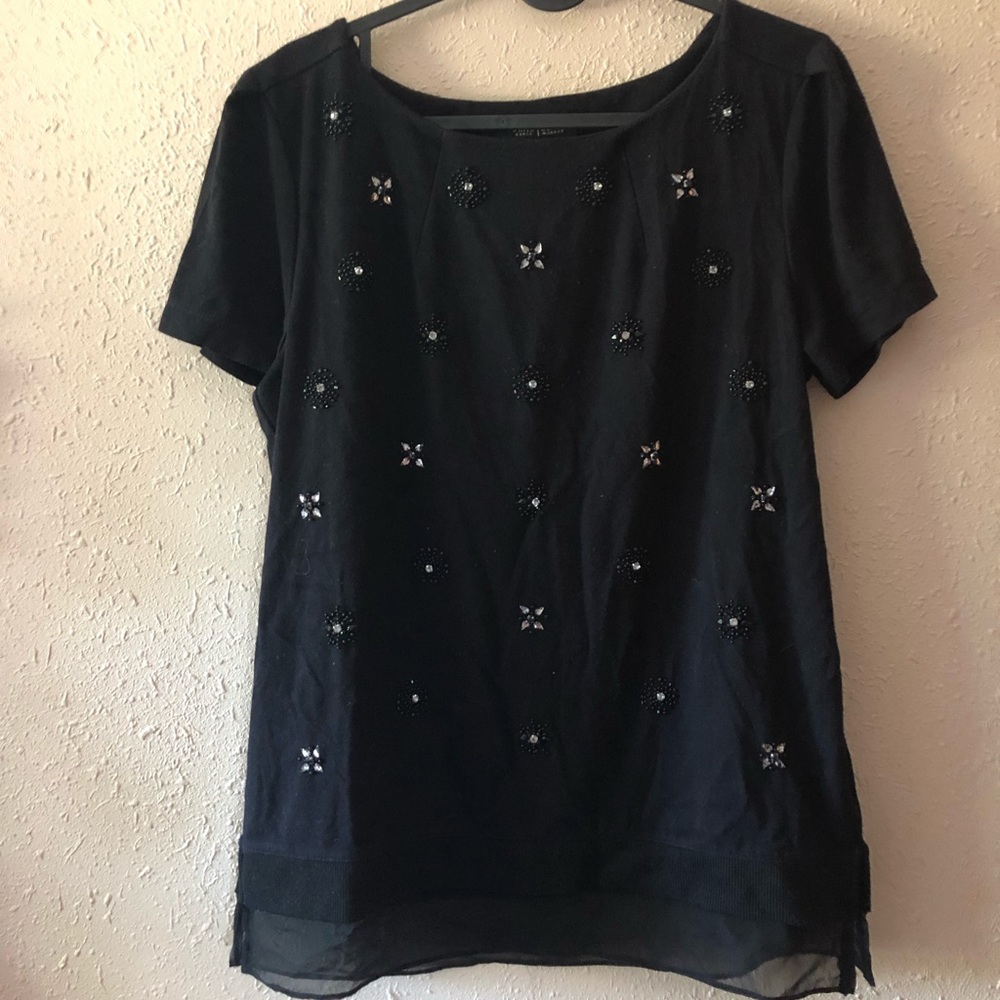 White House Black Market, Black beaded Tee! 🖤